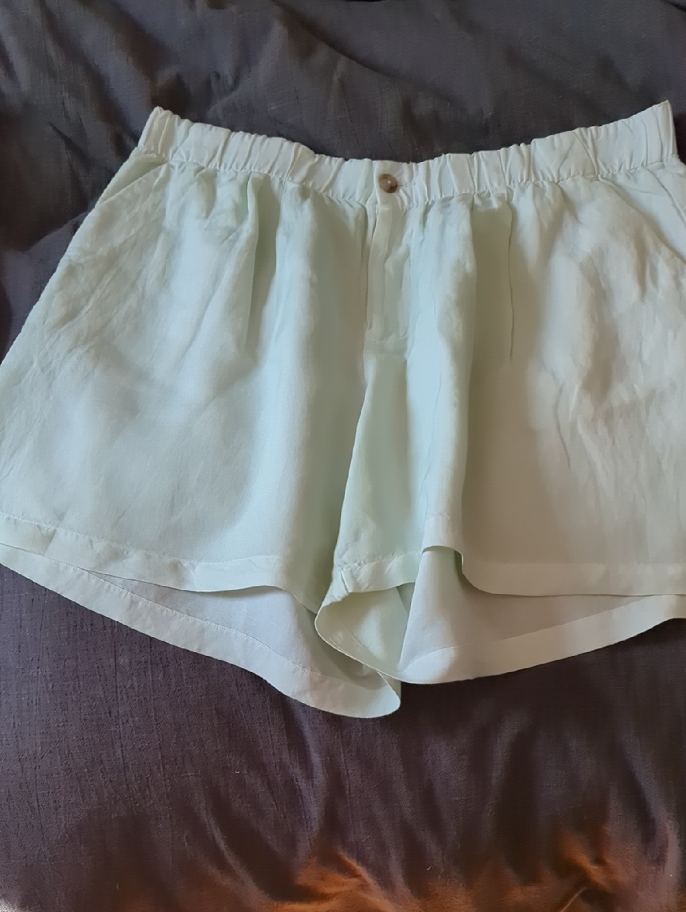 Madewell Linen Shorts Pockets Elastic Waist Green Mint